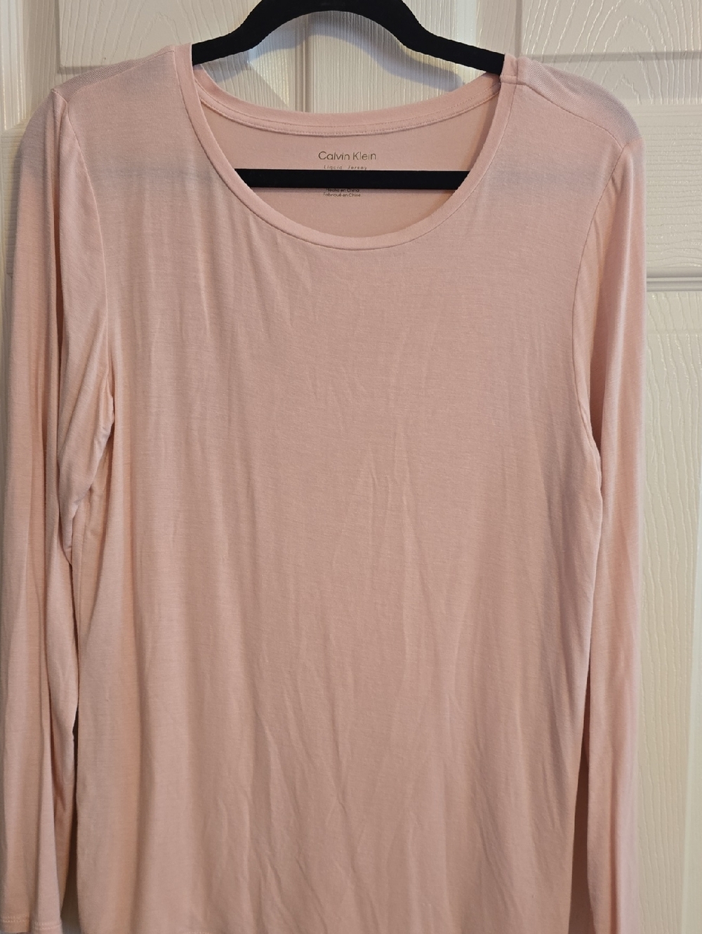 Calvin Klein Pale Blush Scoop Neck Long Sleeve Top